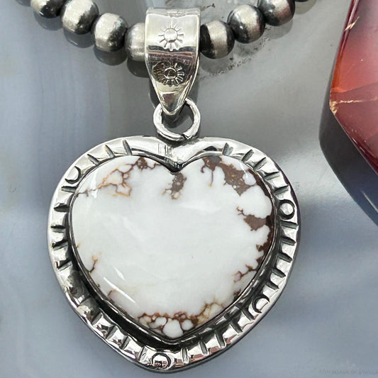 Sterling Silver Southwestern Style Wild Horse Decorated Heart Pendant For Women #3