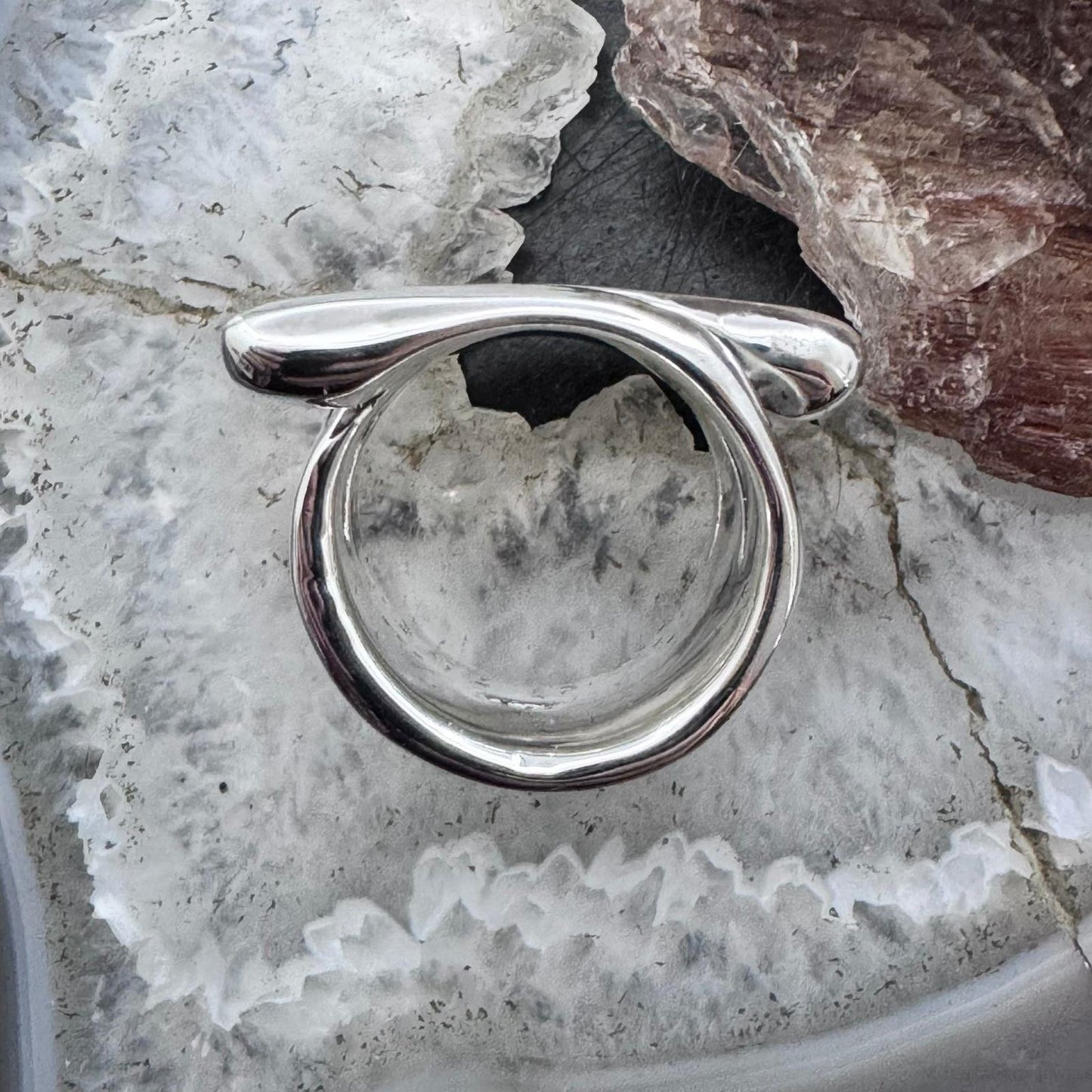Sterling Silver Electroform Abstract Fashion Ring For Women, Taxco Mexico