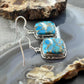 Sterling Silver Southwestern Style Blue Copper Turquoise Dangle Earrings For Women #1