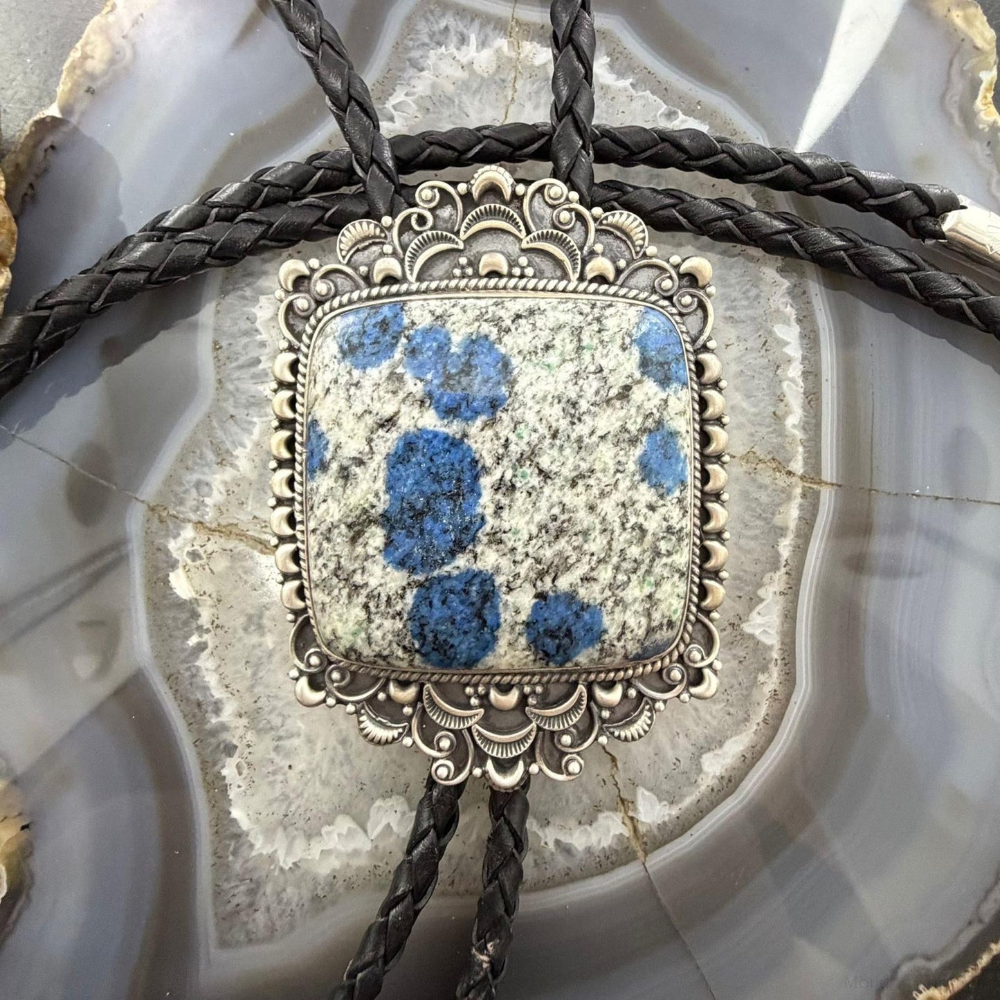 Sterling Silver Southwestern Style Large Square K2 Jasper Bolo Tie For Men