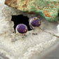 Sterling Silver Southwestern Style Rounded Purple Dahlia Stud Earrings For Women