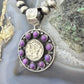 Genuine 1943 90% Silver Mercury Dime Coin w/Purple Dahlia Unisex Decorated Pendant