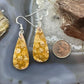 Sterling Silver Teardrop Fossilized Jasper Slab Dangle Earrings For Women #193