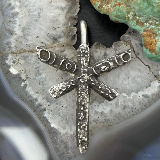 Cheyenne Custer Native American Sterling Silver Tufa Cast Dragonfly Unisex Pendant