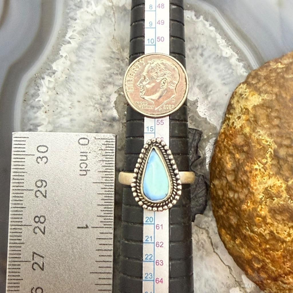 Sterling Silver Southwestern Style Teardrop Golden Hill Turquoise Adjustable Ring For Women #1