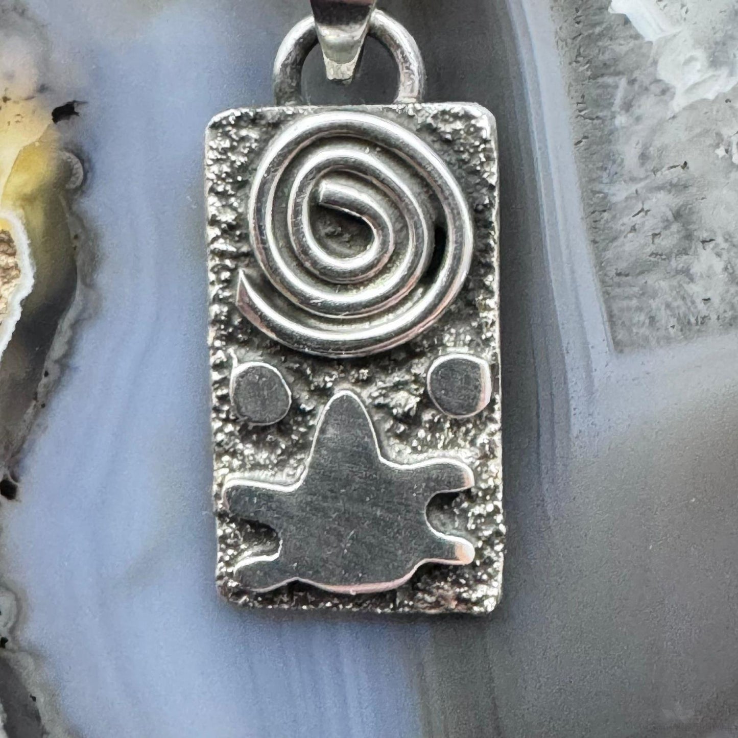 Alex Sanchez Native American Sterling Silver Petroglyph Dainty Pendant For Women #1