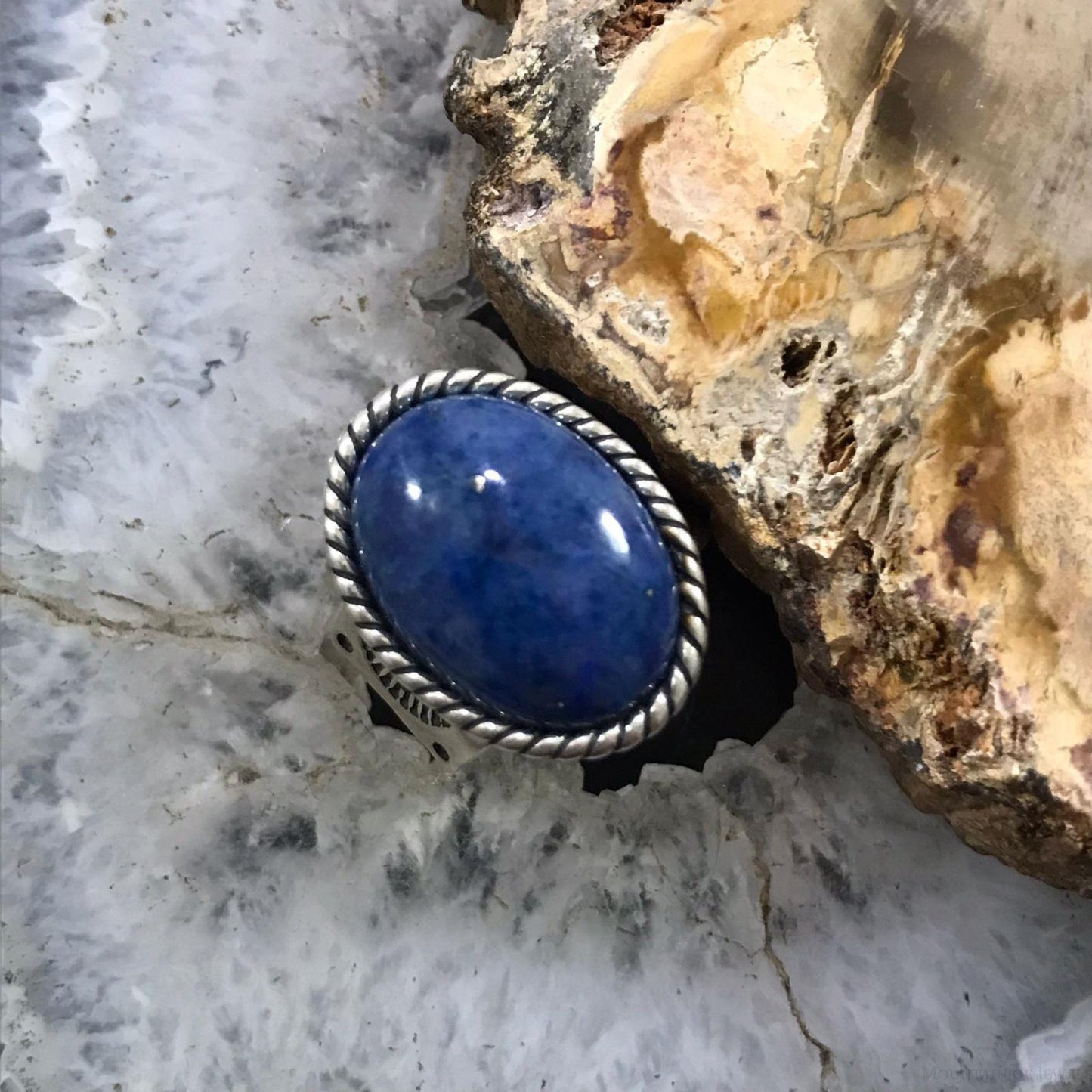 Carolyn Pollack Sterling Silver Large Oval Denim Lapis Ring Size 6.25 For Women