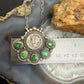 Sterling Silver Southwestern Style 1944 Mercury Dime & Sonora Gold Turquoise Necklace For Women