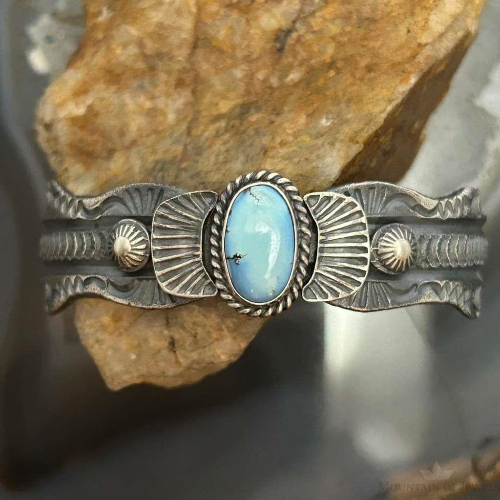 Kevin Billah Native American Sterling Silver Oval Turquoise Bracelet For Women