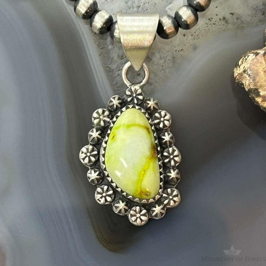 Sterling Silver Southwestern Style Triangular Palomino Decorated Pendant For Women