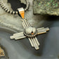 Sterling Silver Southwestern Style Rounded White Buffalo Unisex Zia Pendant