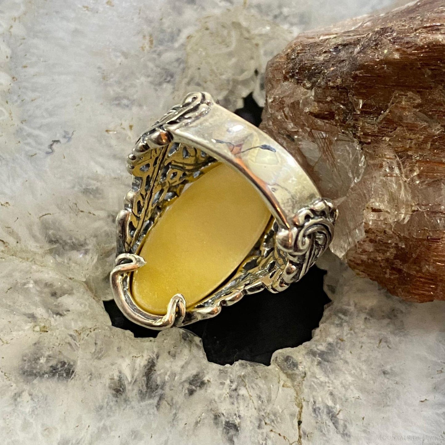 Carolyn Pollack Southwestern Style Sterling Silver Yellow Jasper, Smoky Quartz & Citrine Ring For Women