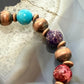 Southwestern Style 10mm Copper Navajo Pearl & 10mm Sediment Jasper Stretch Bracelet For Women