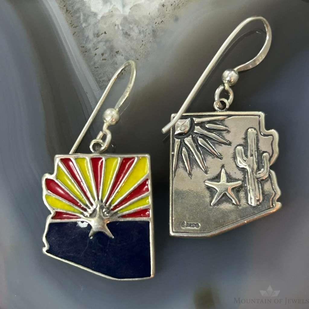 Carolyn Pollack Sterling Silver Arizona Enamel Double Sided Dangle Earrings For Women