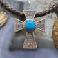 Carolyn Pollack Sterling Silver Round Turquoise Decorated Unisex Cross Pendant