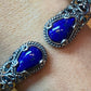 Carolyn Pollack Sterling Silver Smooth Lapis Lazuli Decorated Hinged Bracelet For Women