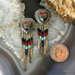 Q.T Quoc Vintage Sterling Sillver Multistone Inlay Heart Dangle Earrings For Women