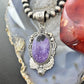 Sterling Silver Southwestern Style Oval Charoite Decorated Pendant For Women
