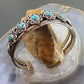 Vintage Native American Silver Oval Turquoise Floral Bracelet For Women