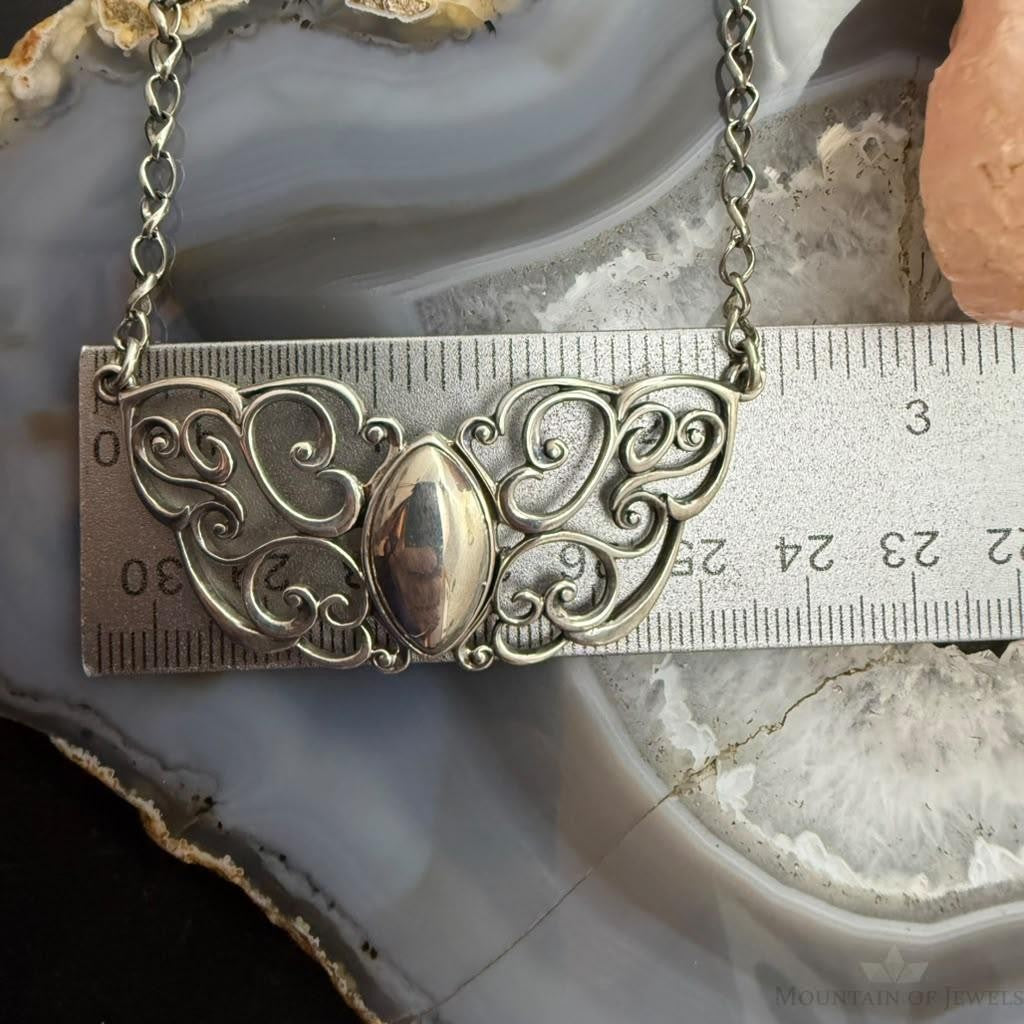 Carolyn Pollack Sterling Silver Swirl Magnetic Pendant Clasp 19" Necklace For Women.