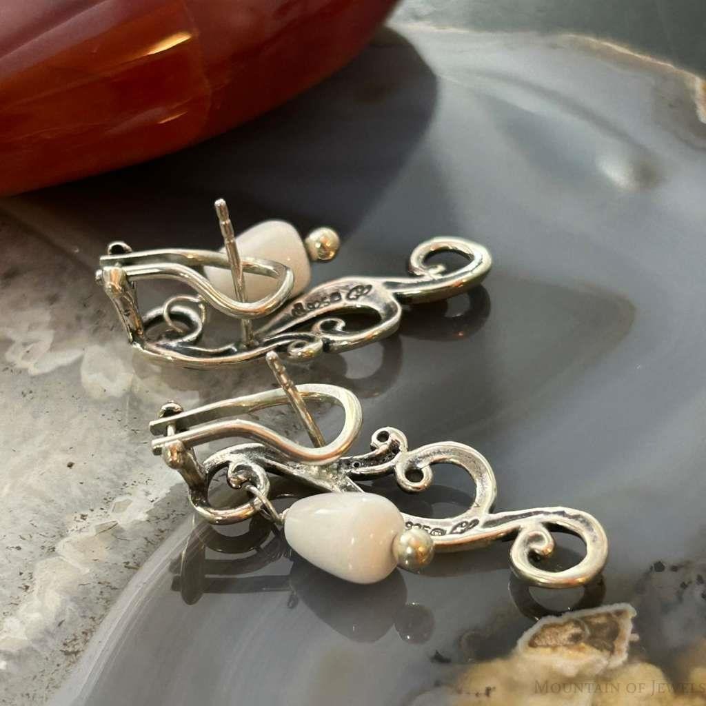 Carolyn Pollack Sterling Silver White Jasper Bead Swirls Post Earrings For Women