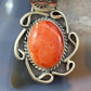 Jonathan Nez Sr. Sterling Silver Oval Spiny Oyster Decorated Pendant For Women