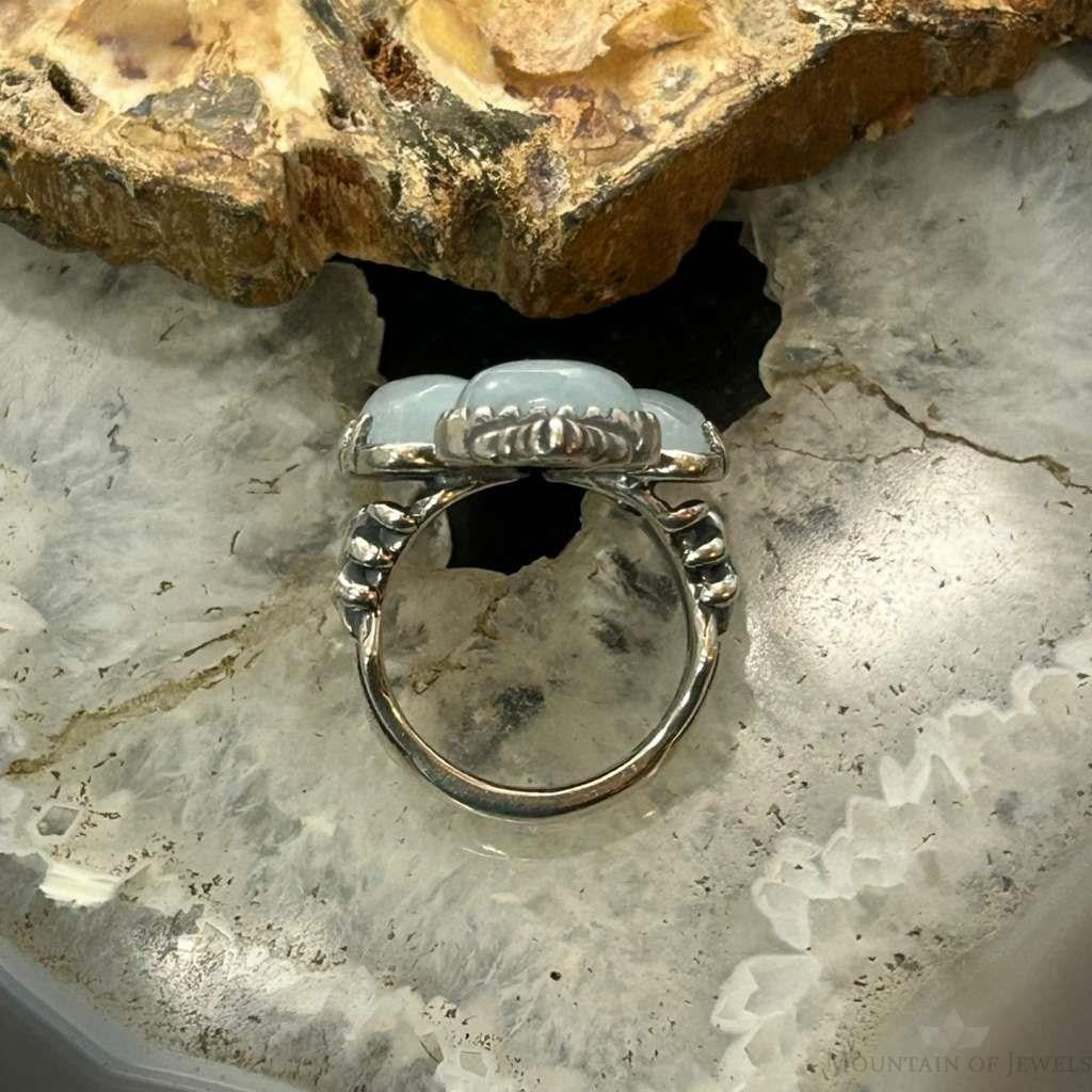 Carolyn Pollack Sterling Silver Amazonite Decorated Ring Size 5 For Women