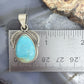 Sterling Silver Southwestern Style Wide Teardrop Kingman Turquoise Decorated Pendant