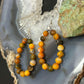 Sterling Silver Rounded Yellow Jasper Beads Hoop Dangle Earrings For Women