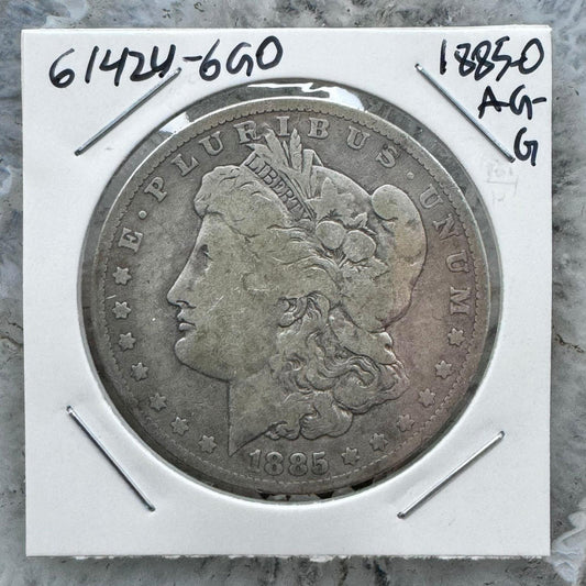 1885-O US 90% Morgan Silver Dollar AG-G #61424-6GO