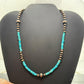 Southwestern Style 5-8.5mm Copper Navajo Pearl Round &Turquoise 18"-21" Necklace For Women