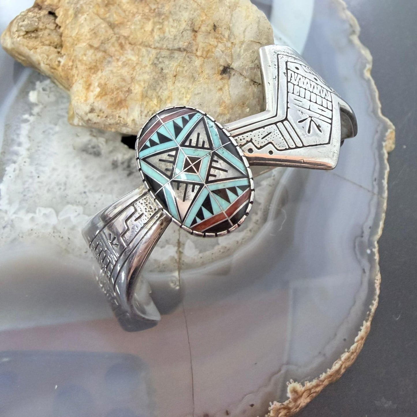 Roderick & Marilyn Tenorio and Carolyn Pollack Inlay Sterling Silver Bracelet For Women
