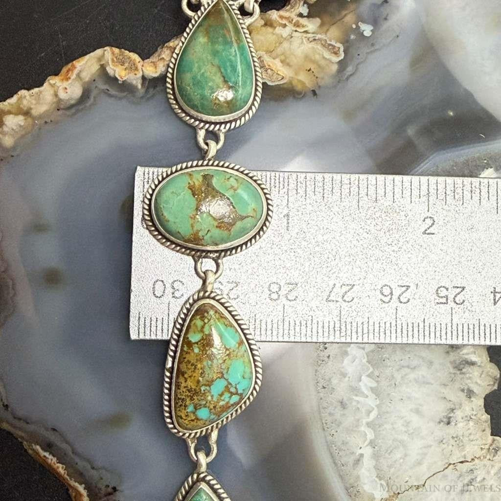 Sterling Silver Southwestern Style Royston Turquoise Lariat 28" Necklace For Women