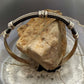 Vintage Braided Sterling Silver Over Black Leather Fashion Bracelet For Women