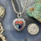 QT Quoc Sterling Silver Southwestern Style Multistone Inlay Heart Pendant For Women