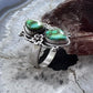 Sterling Silver Southwestern Style Teardrop Sonora Gold Turquoise Adjustable Ring For Women