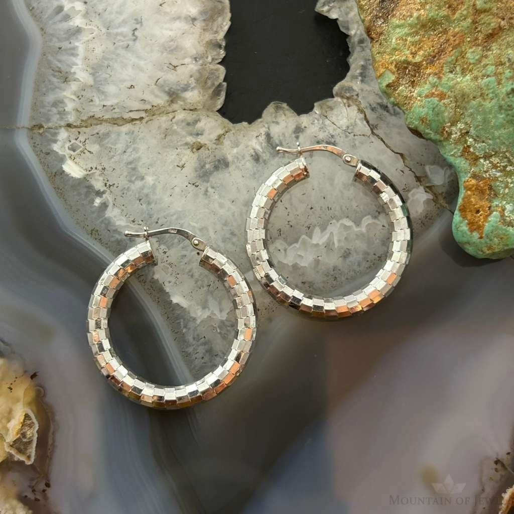 Sterling Silver Fashion Disco Ball Hoop Earrings For Women