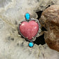 Carolyn Pollack Southwestern Style Sterling Silver Rhodonite & Turquoise Decorated Heart Ring Size 7.5 & 9 For Women