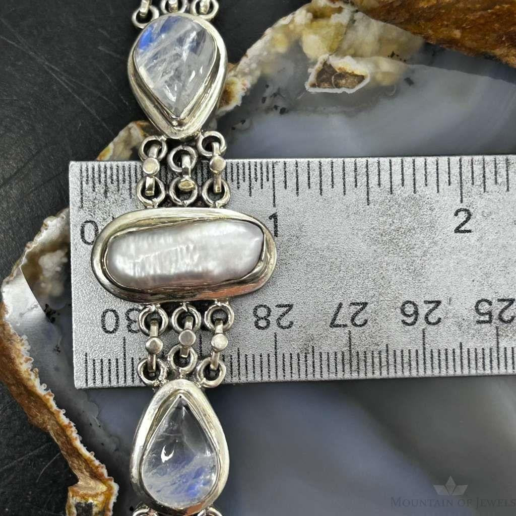 Sterling Silver Multi Stone Link Fashion 7"-8" Bracelet For Women