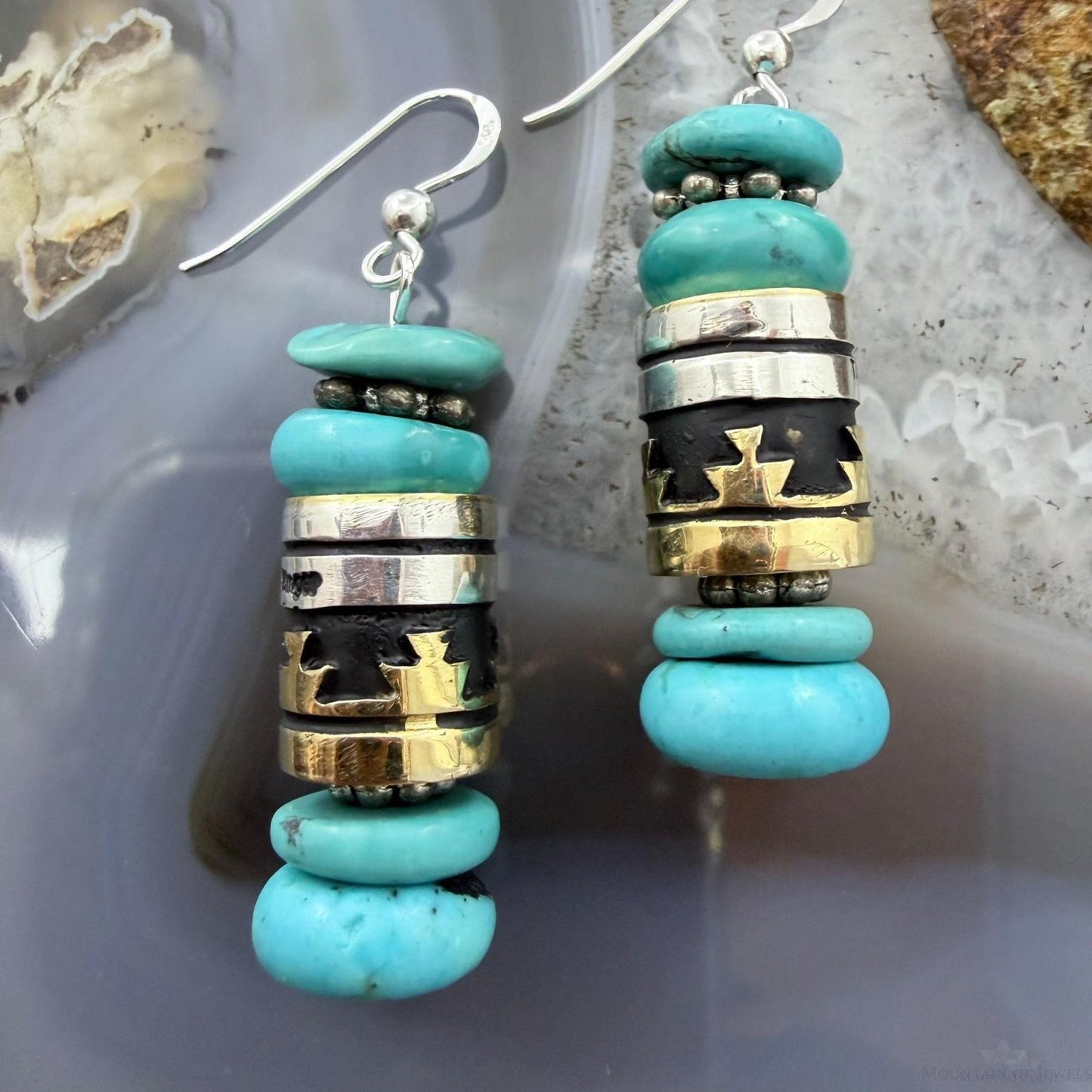 Tommy & Rosita Singer Sterling Silver Turquoise Beads Dangle Earrings For Women