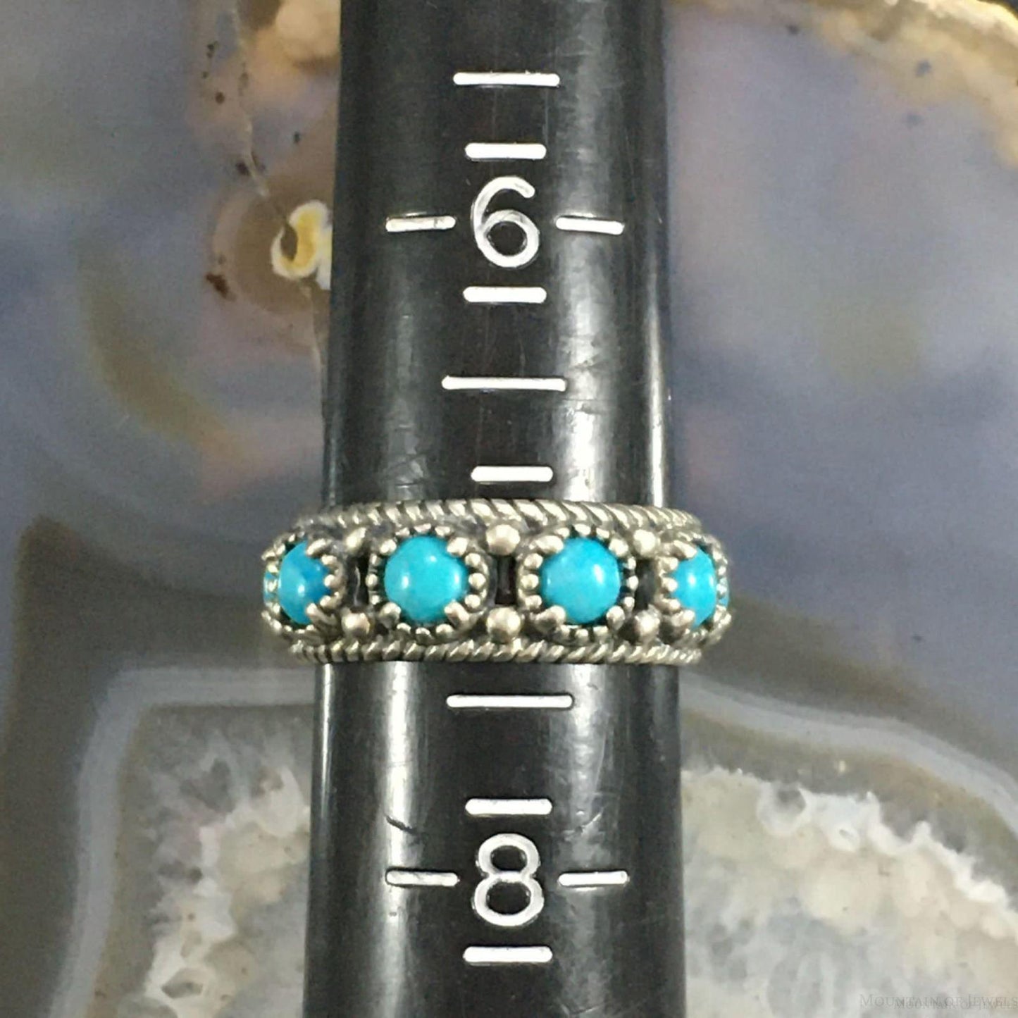 Carolyn Pollack Sterling Silver Turquoise Eternity Band Ring Size 5, 7 For Women