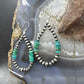 Sterling Silver 4mm Navajo Pearl Southwester Style & 6mm Turquoise Bead Hoop Earrings For Women