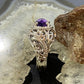 Carolyn Pollack Sterling Silver Oval Faceted Amethyst Decorated Ring For Women