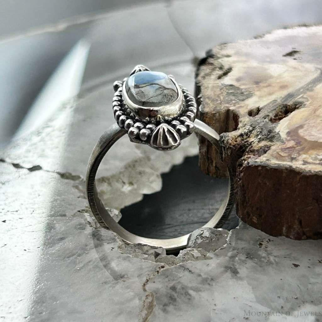 Sterling Silver Southwestern Style Oval Golden Hill Turquoise Adjustable Ring  For Women #11