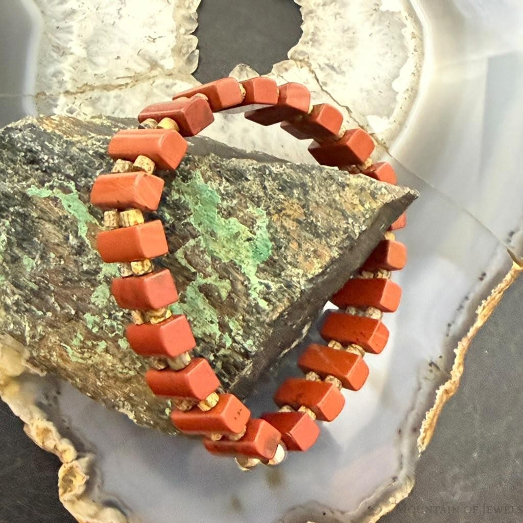 Carolyn Pollack Sterling Silver Rectangle Red Jasper Stretch Bracelet For Women