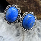 Carolyn Pollack Sterling Silver Oval Denim Lapis Decorated Stud Earrings For Women