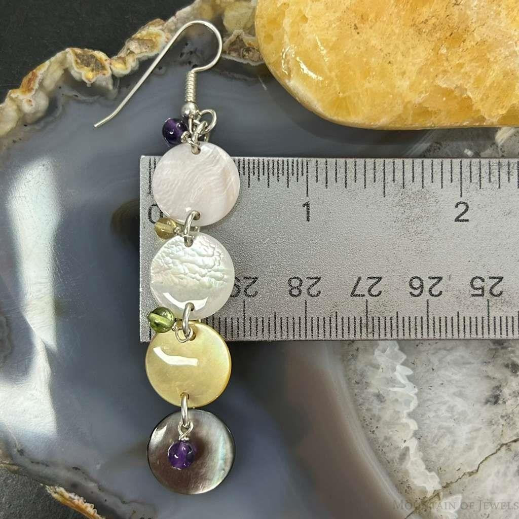 Carolyn Pollack Sterling Silver Multi MOP Color & Bead Dangle Earrings For Women