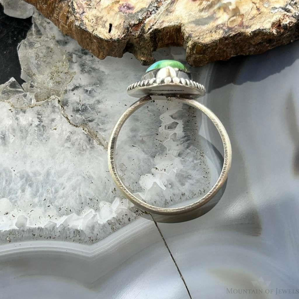 Sterling Silver Southwestern Style Teardrop Sonora Gold Turquoise Adjustable Ring For Women #9