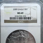 2009 US 1.0oz .999 Fine Silver American Silver Eagle NGC MS69 #3256702-225EX