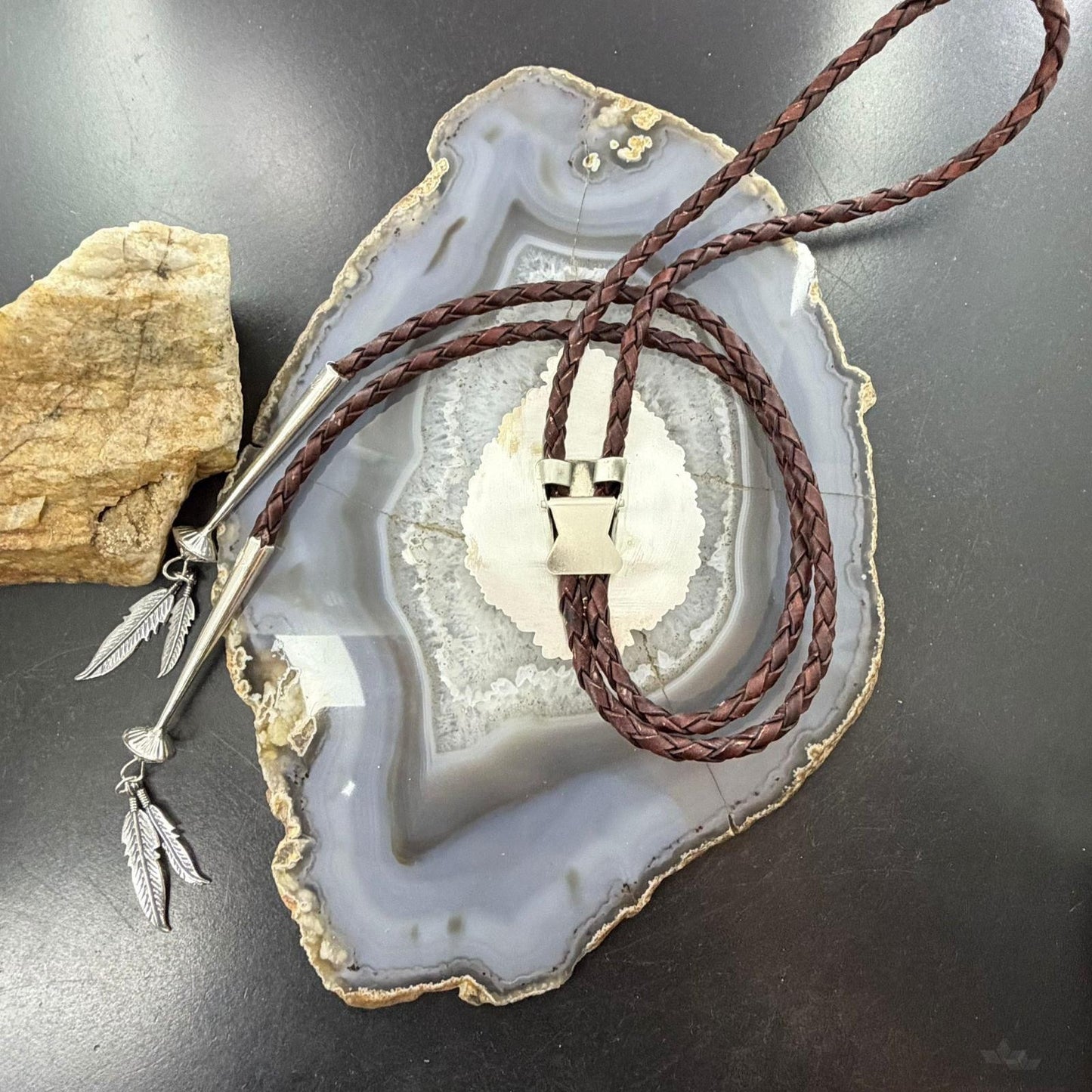 Sterling Silver Southwestern Style Large Teardrop Ruby Zoisite Bolo Tie For Men